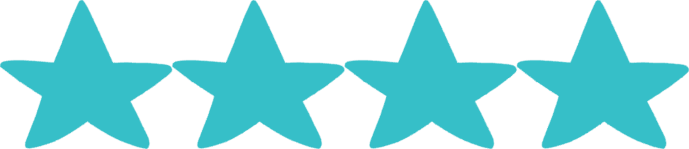 Four teal five-point stars arranged in a row on a white background.