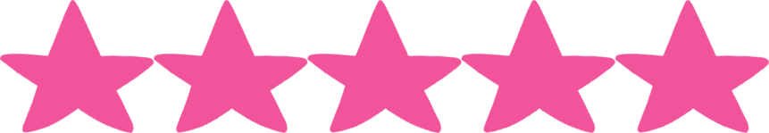 Five bright pink stars arranged in a row on a white background.
