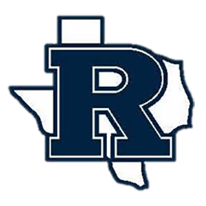 A dark navy blue collegiate-style letter R outlined in white, filled with a white arrow pointing upward, set against a solid white background.